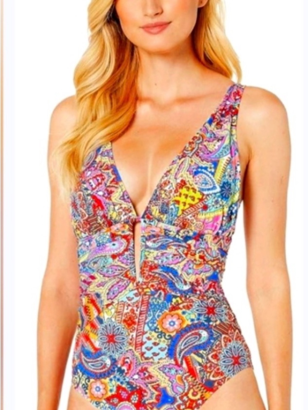BLEU ROD BEATTIE GROOVY BABY KEYHOLE ONE PIECE SWIMSUIT NWT